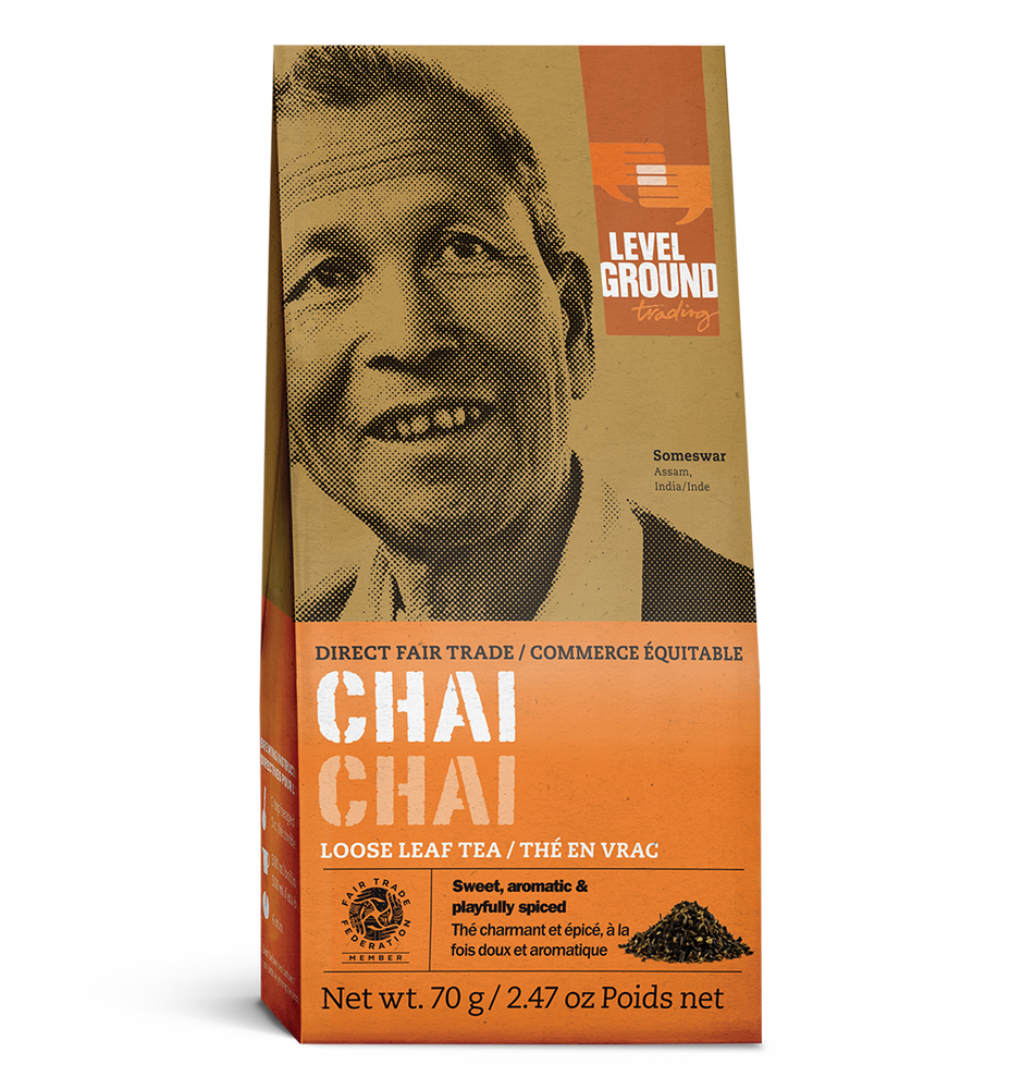 
                  
                    Fair trade chai tea 70 gram box, loose leaf tea package
                  
                