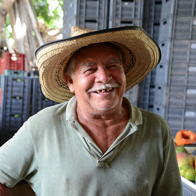 Male mango farmer smiles