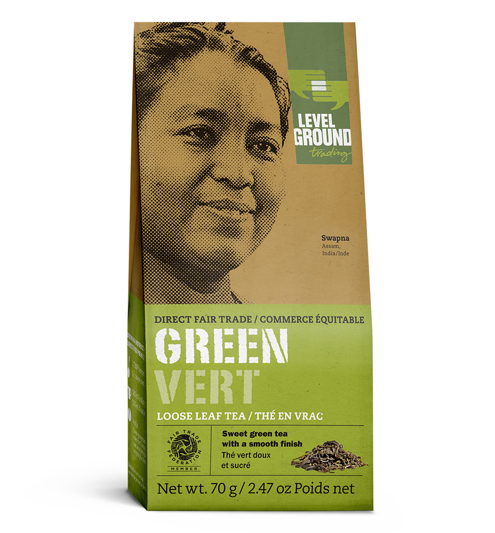 
                  
                    Fair trade green tea 70 gram box, loose leaf tea package
                  
                